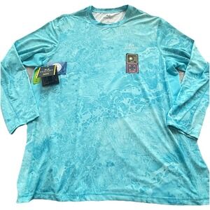 Realtree Mens Light Blue Long Sleeve Performance Fishing Shirt Sz 2XL NWT UPF 50